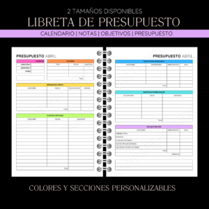 Herramientas de presupuesto, controlar gastos, planificador financiero, cuaderno de ahorros, sistema de presupuesto, libertad financiera.